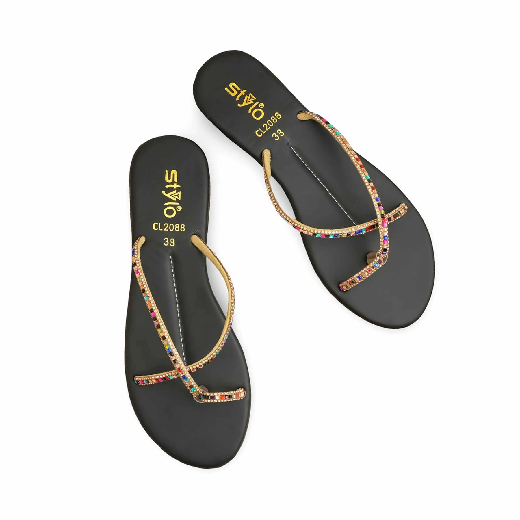 Stone Path Art Mood Black Casual Chappal CL2088