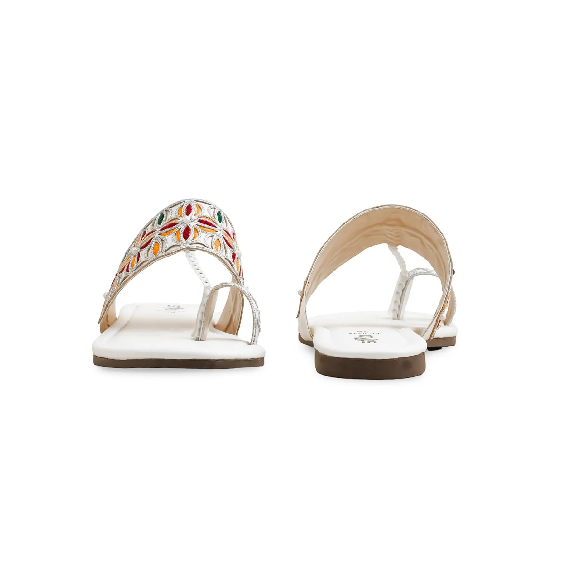 Soft Style Stylish Slip-Ons White Ethnic Chappal EC0234