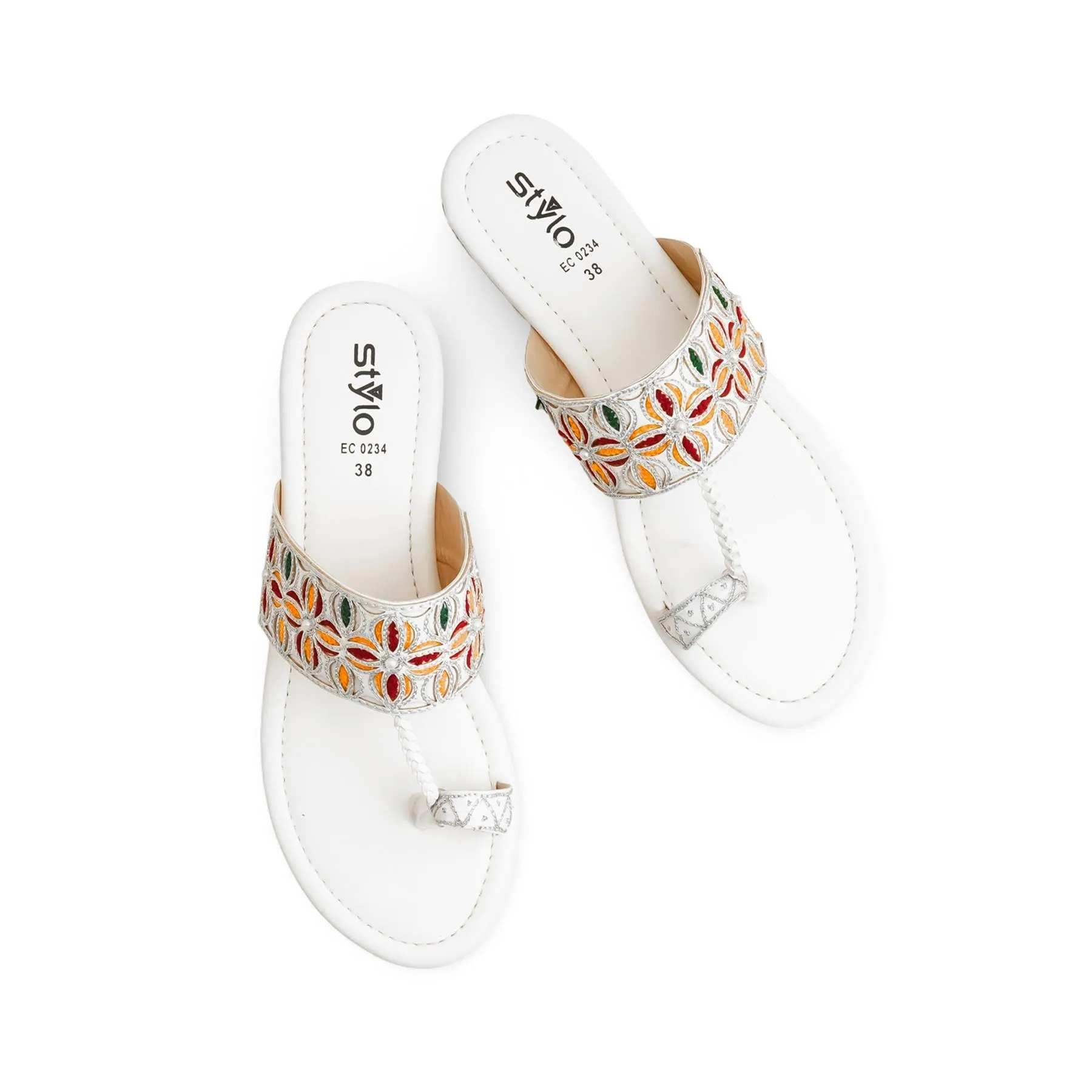 White Ethnic Chappal EC0234 Play Walk