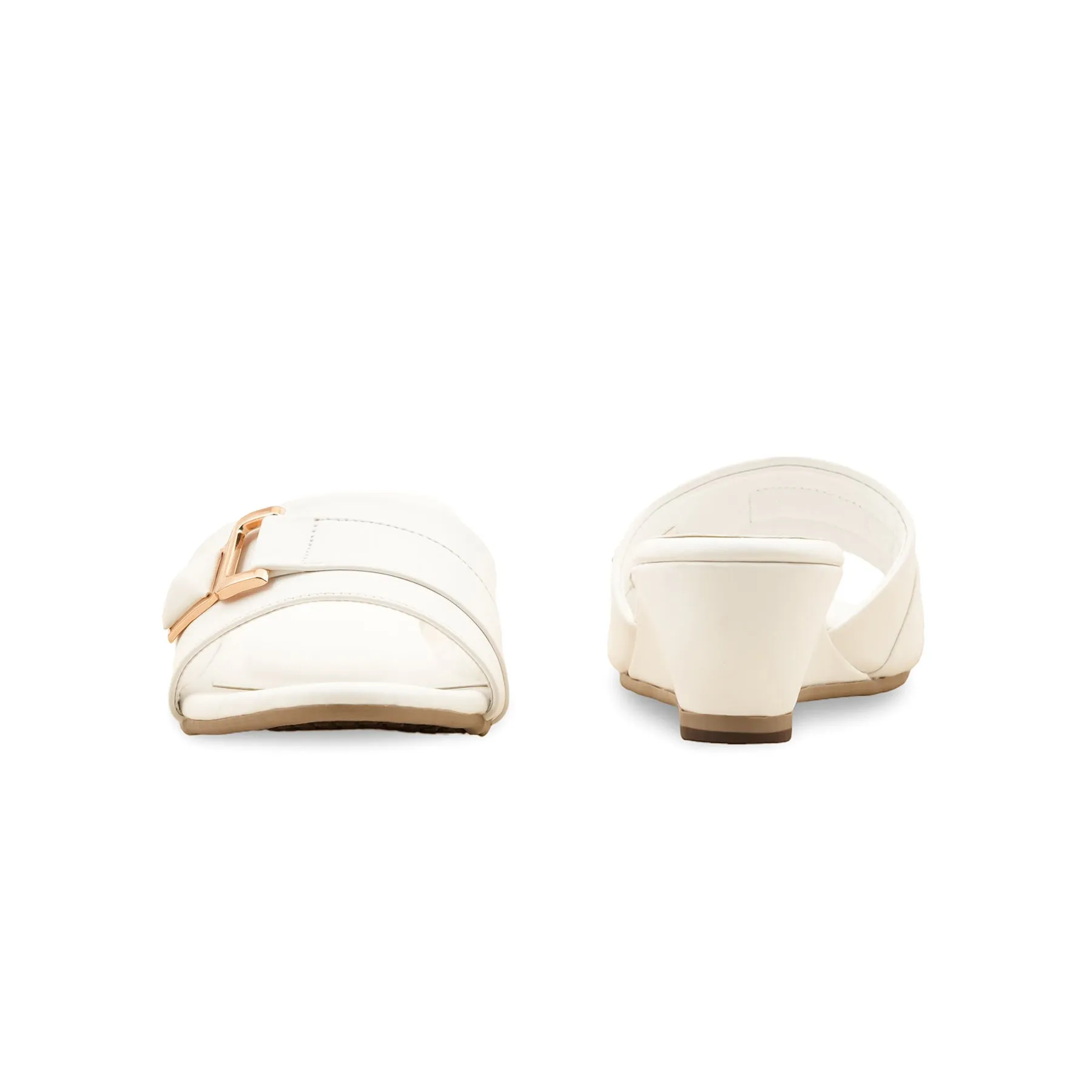 Microfiber Lining buckle - type White Formal Slipper FR8281