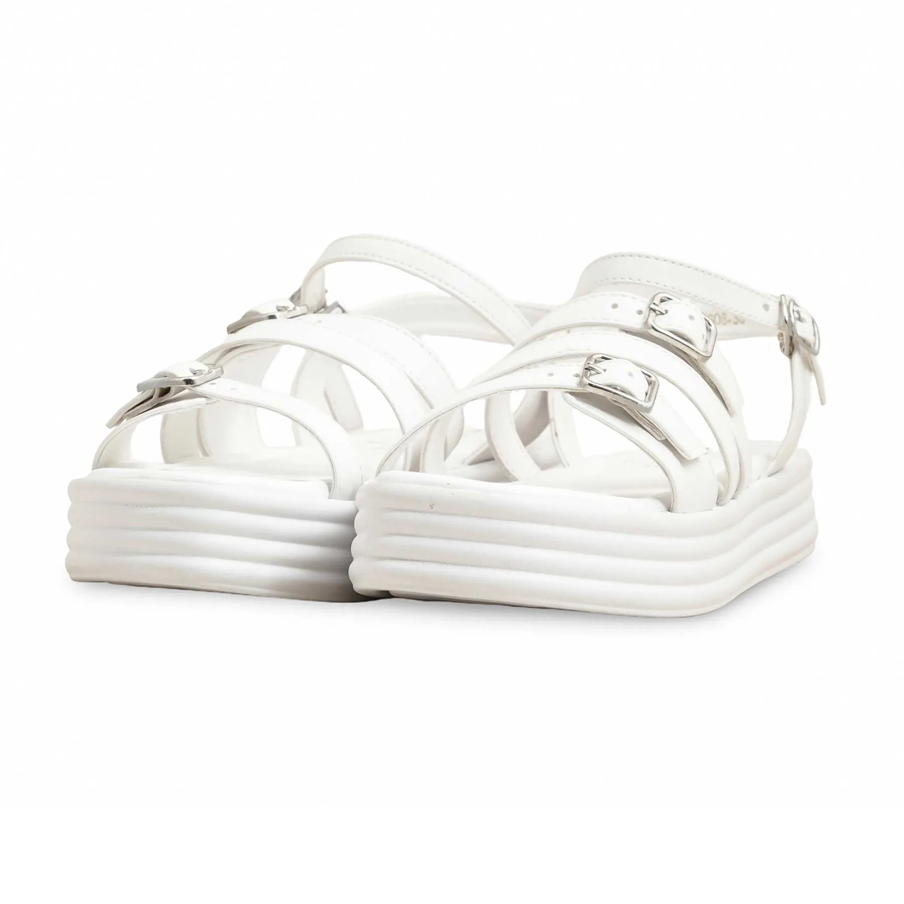 White Formal Women Sandal PU0608 Urban Style Stable Spark