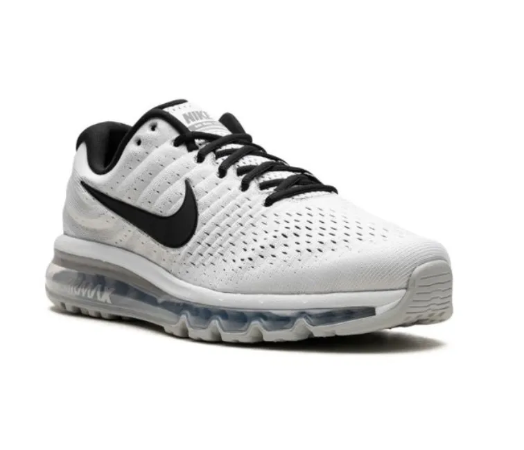 Men's Nike Air Max 2017 (White/Pure Platinum) Cushioned Pace Lightweight Ease