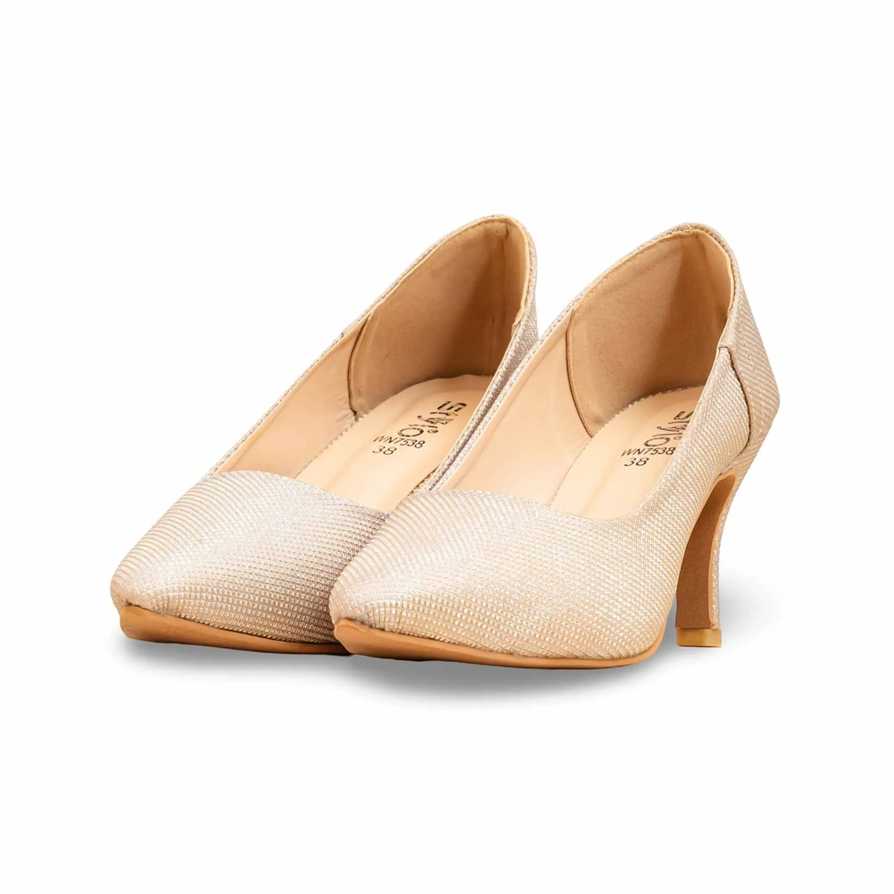 Golden Court Shoes For Women WN7538 Polished Look