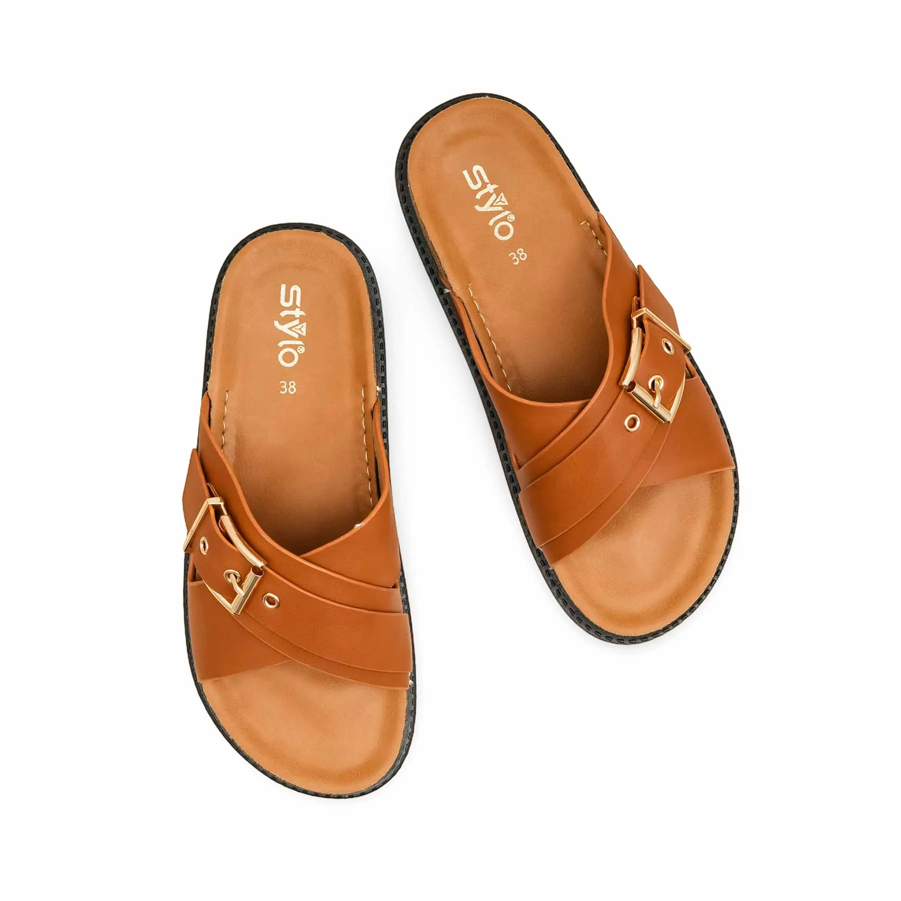 Abrasion Resistant Mesh Brown Formal Slipper For Women PU0391