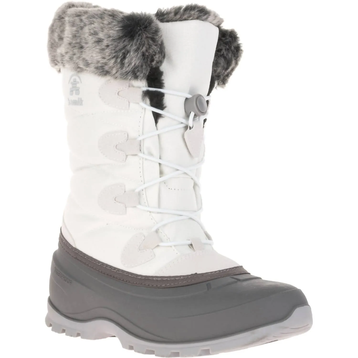 Flat Sole Pull On Style Women's Momentum 3 Snow Boots In White/gray