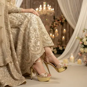 Rain Guard Designer Touch Golden Fancy Bridal Sandal FN6057