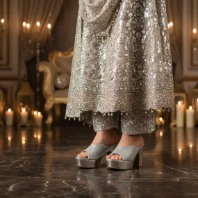 Silver Fancy Bridal Sandal FN6234 Funky Flair Trendy Footwear