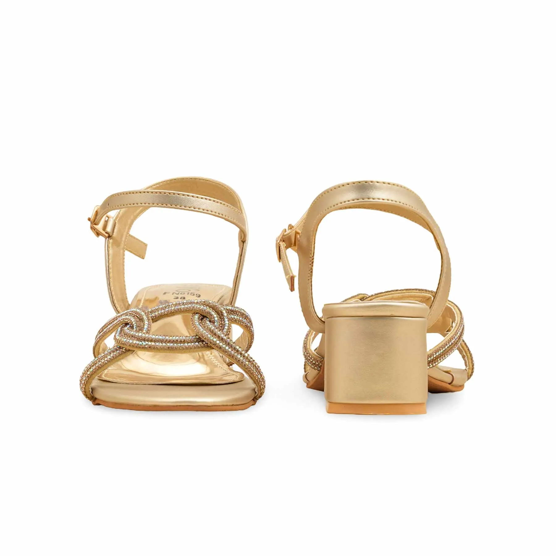 Romantic Glow Pack Easy Golden Fancy Sandal For Ladies FN6159
